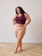 Free Label Canadian made bamboo racerback bra. The Goldie Bra in Syrah