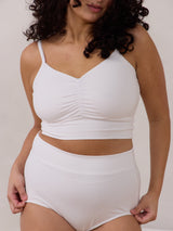 Free Label White Carrie Bra. Slow fashion canadian made spaghetti strap bamboo bra.