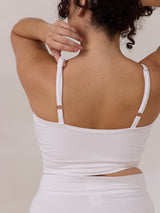 Free Label White Carrie Bra. Slow fashion canadian made spaghetti strap bamboo bra.