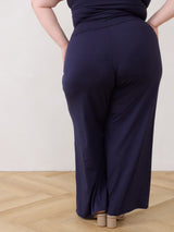 slow fashion Flowy Black wide leg pant plus size - comfortable navy pant made in canada - ethical navy pant made in canada - made in canada sets - flowy navy pant made in canada
