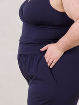 slow fashion Flowy Black wide leg pant plus size - comfortable navy pant made in canada - ethical navy pant made in canada - made in canada sets - flowy navy pant made in canada