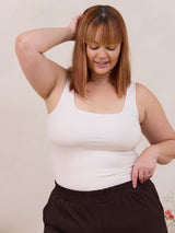 White build in bra tank top reversible bamboo