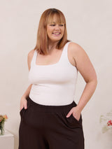 White build in bra tank top reversible bamboo