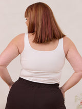 White build in bra tank top reversible bamboo