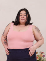 free label reversible bulid in bra square neck tank