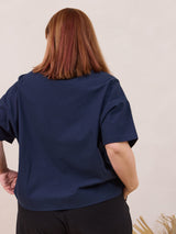short sleeve button down cotton shirt for women made in canada navy