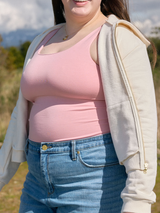 free label reversible bulid in bra square neck tank