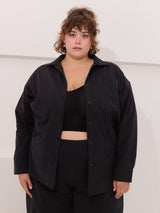 Free Label black button up shirt with pockets organic plus size