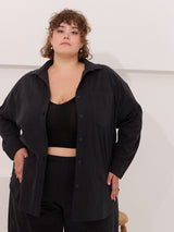 Free Label black button up shirt with pockets organic plus size