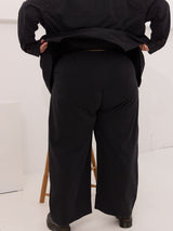 Wide leg black organic cotton pant plus size