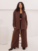 Free Label Loretta Pant brown organic cotton wide leg pant