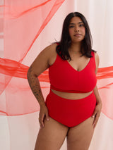 Wirefree reversible sports bra made in Canada in red