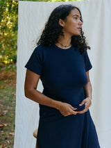 Free Label navy jenie tee, slim fit natural fiber shirt