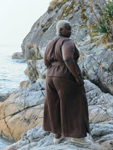Free Label brown woods linen rai crop, plus size linen crop pant
