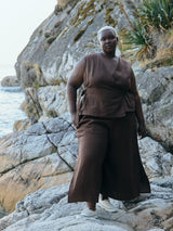 Free Label brown woods linen rai crop, plus size linen crop pant