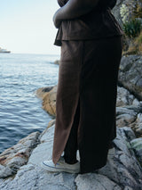 Free Label brown woods linen rai crop, plus size linen crop pant