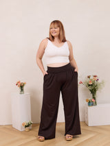comfortable dark brown pants - dark brown sweat pants made in Canada - ethical dark brown pants made in Canada - plus size dark brown pants - dark brown set made in Canada