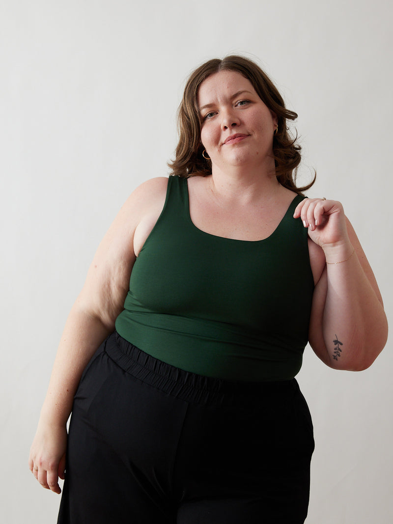 Size inclusive green tank top