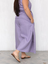 Free Label lilac linen rai crop pant. size inclusive linen crops