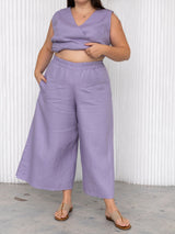 Free Label lilac linen rai crop pant. size inclusive linen crops