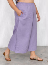 Free Label lilac linen rai crop pant. size inclusive linen crops
