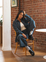 Wide leg organic cotton crepe pant