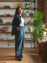 Wide leg organic cotton crepe pant