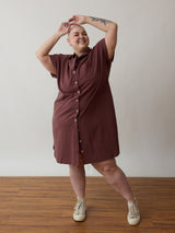 Ethically made button down dress, nursing friendly, plus size inclusive, t-shirt dress