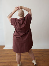 Ethically made button down dress, nursing friendly, plus size inclusive, t-shirt dress