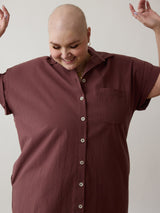 Ethically made button down dress, nursing friendly, plus size inclusive, t-shirt dress