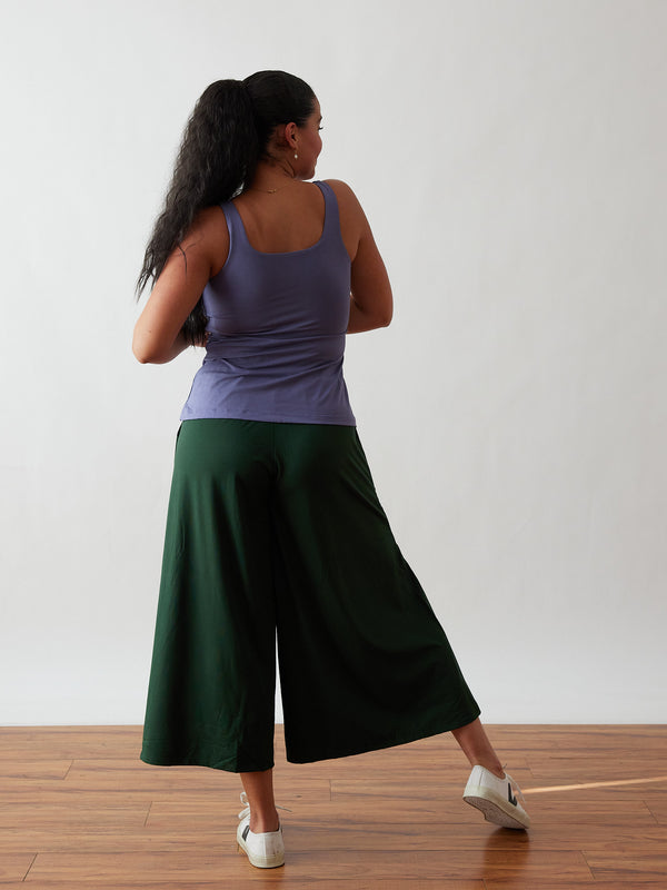 Wide leg capri pant in green
