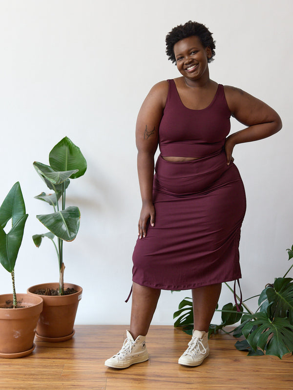 Free Label Vanna Skirt - Adjustable length - Skirt with ruching on the side - High waisted skirt - Skirt with pocket