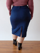 High Waisted Jean Skirt - Dark Denim - Stretch Denim - Tall length - Ethical Fashion 