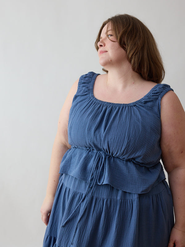 Free Label Maeve Top - Elastic Tank - Cotton Gauze - Summer Top 