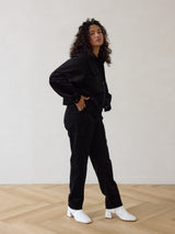 BLack Corduroy Straight leg pant made in Canada Free Label slow fashion