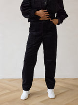 BLack Corduroy Straight leg pant made in Canada Free Label slow fashion