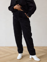 BLack Corduroy Straight leg pant made in Canada Free Label slow fashion