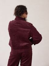 Free Label corduroy crop jacket in merlot colour ethical fashion