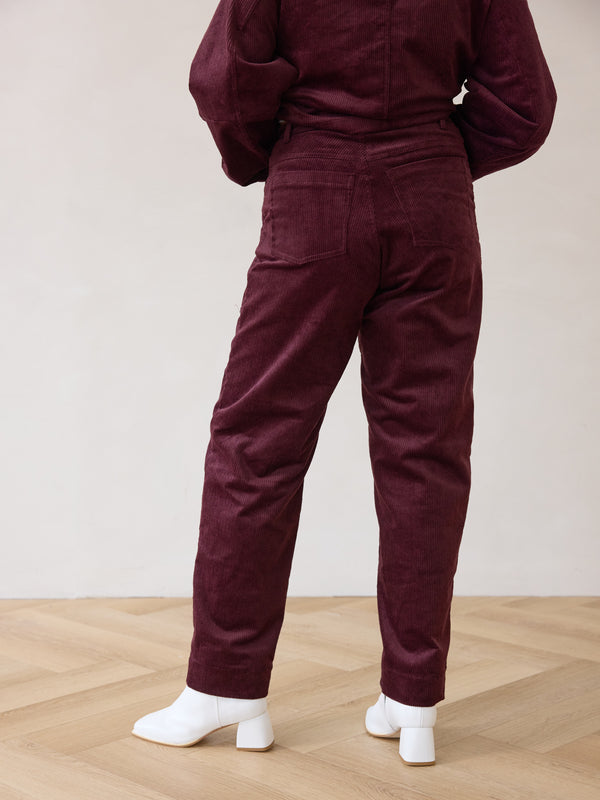 Free Label Merlot Corduroy straight leg pant, sustainable and ethically made clothing