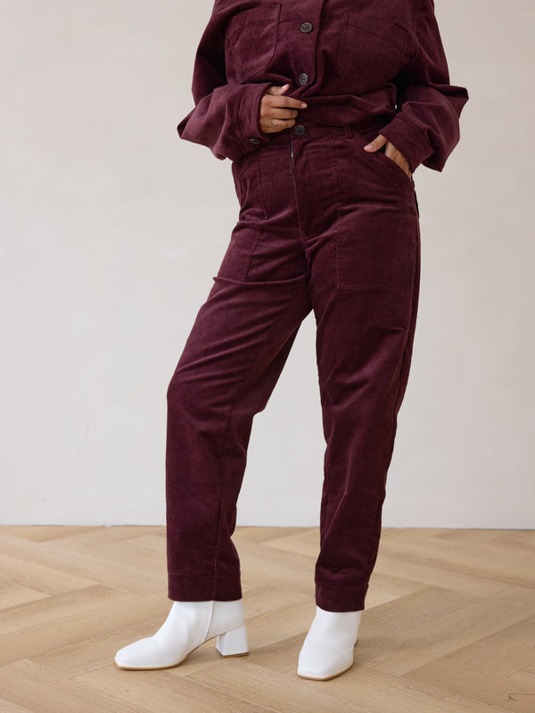 Free Label Merlot Corduroy straight leg pant, sustainable and ethically made clothing