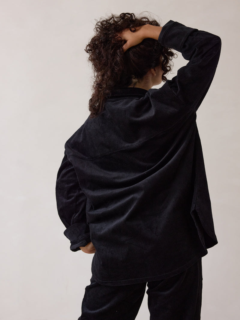 Black Corduroy Shacket, Free Label slow fashion ethically made cord jacket