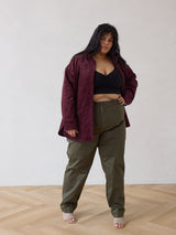Free Label green cargo straight leg cotton pant plus size