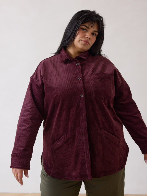 Free Label merlot jewel tone corduroy shacket, size inclusive plus size