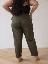 Free Label green cargo straight leg cotton pant plus size