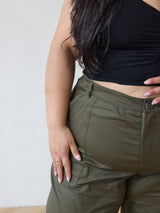 Free Label green cargo straight leg cotton pant plus size