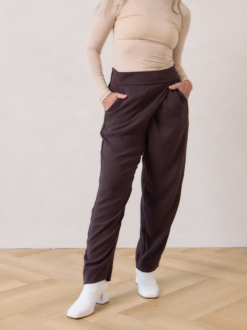 Free Label pull on faux wrap pant work appropriate slow fashion