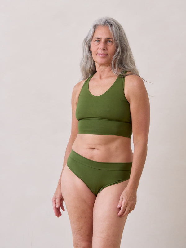 Free Label Moss Goldie Bra, bamboo raceback lounge bra