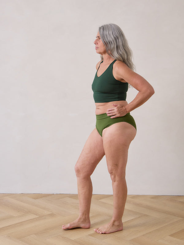 Free Label Goldie Bra racerback bamboo bra in Basil