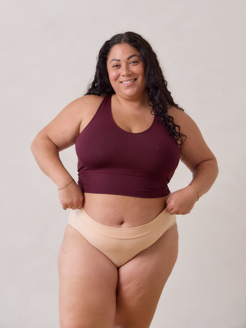 Free Label Canadian made bamboo racerback bra. The Goldie Bra in Syrah