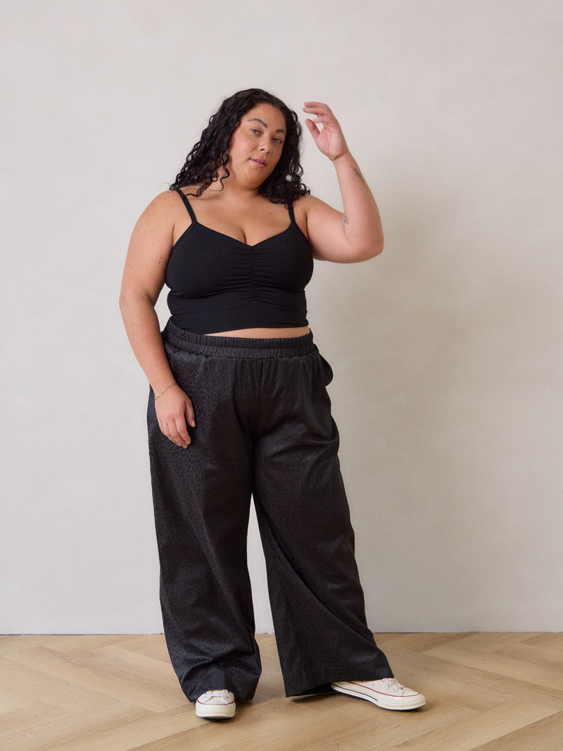 Black Leopard Loretta wide leg pant